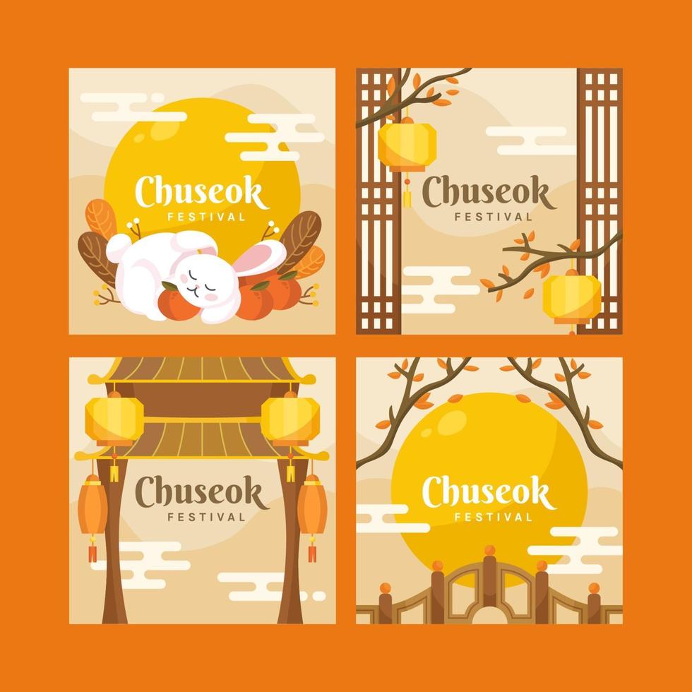Orange Themed Korean Chuseok Festival vector