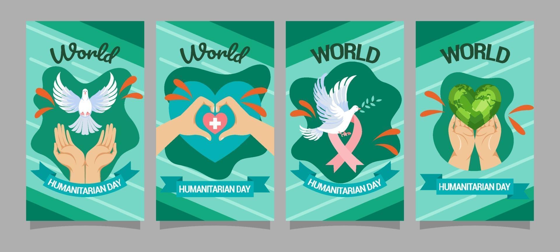 World Humanitarian Day Activism Card Set vector