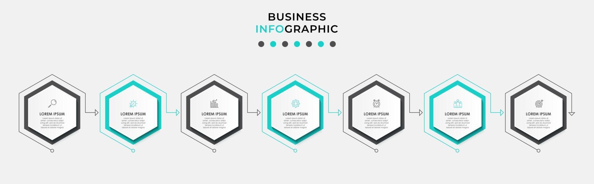 Infographic design template with icons and 7 options or steps vector