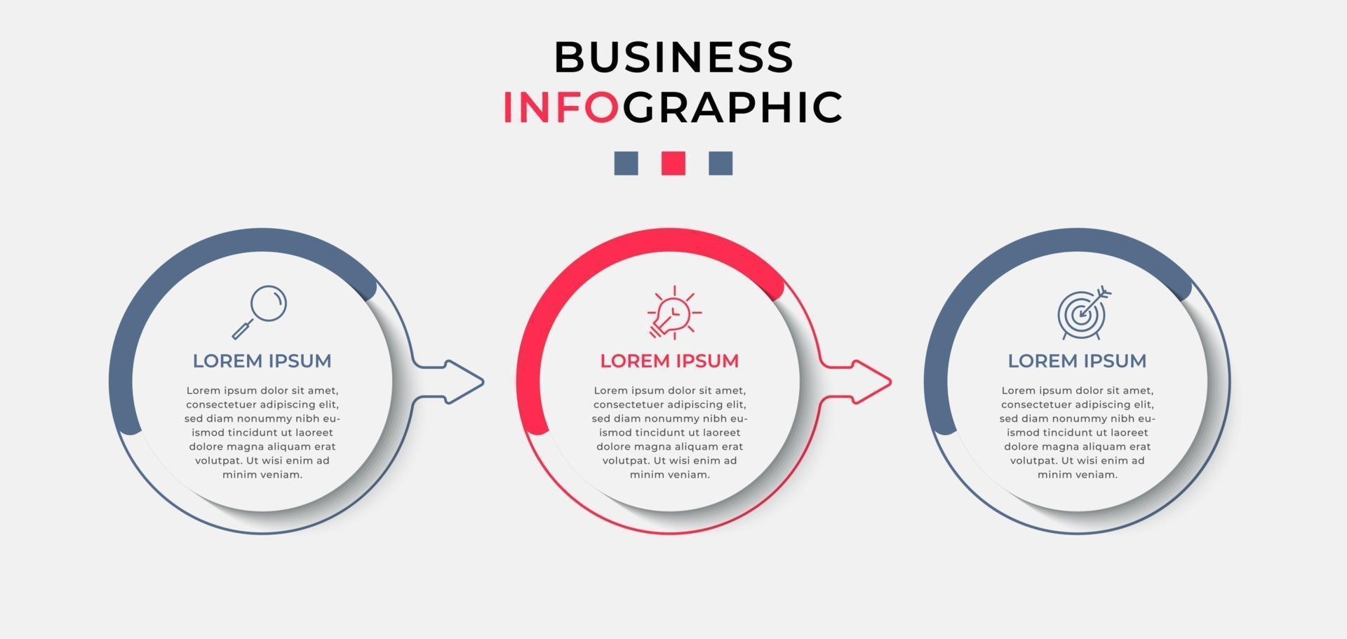Infographic design template with icons and 3 options or steps vector
