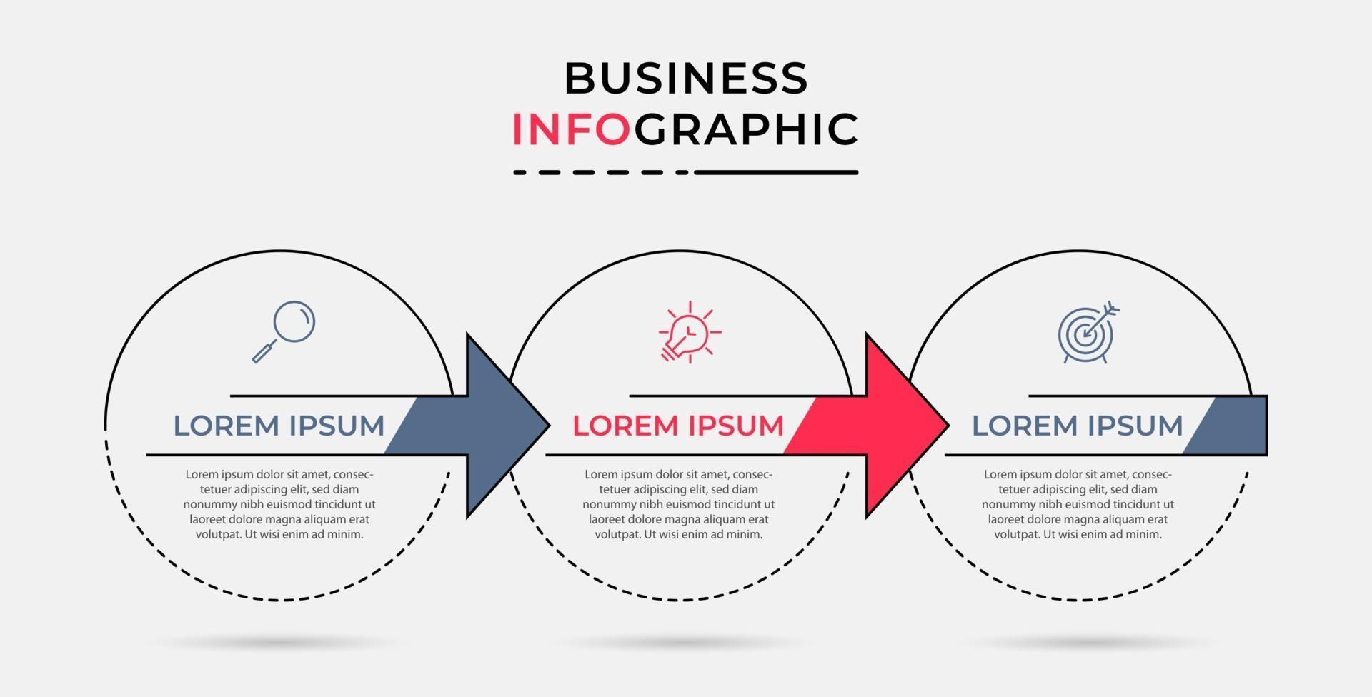 Infographic design template with icons and 3 options or steps vector