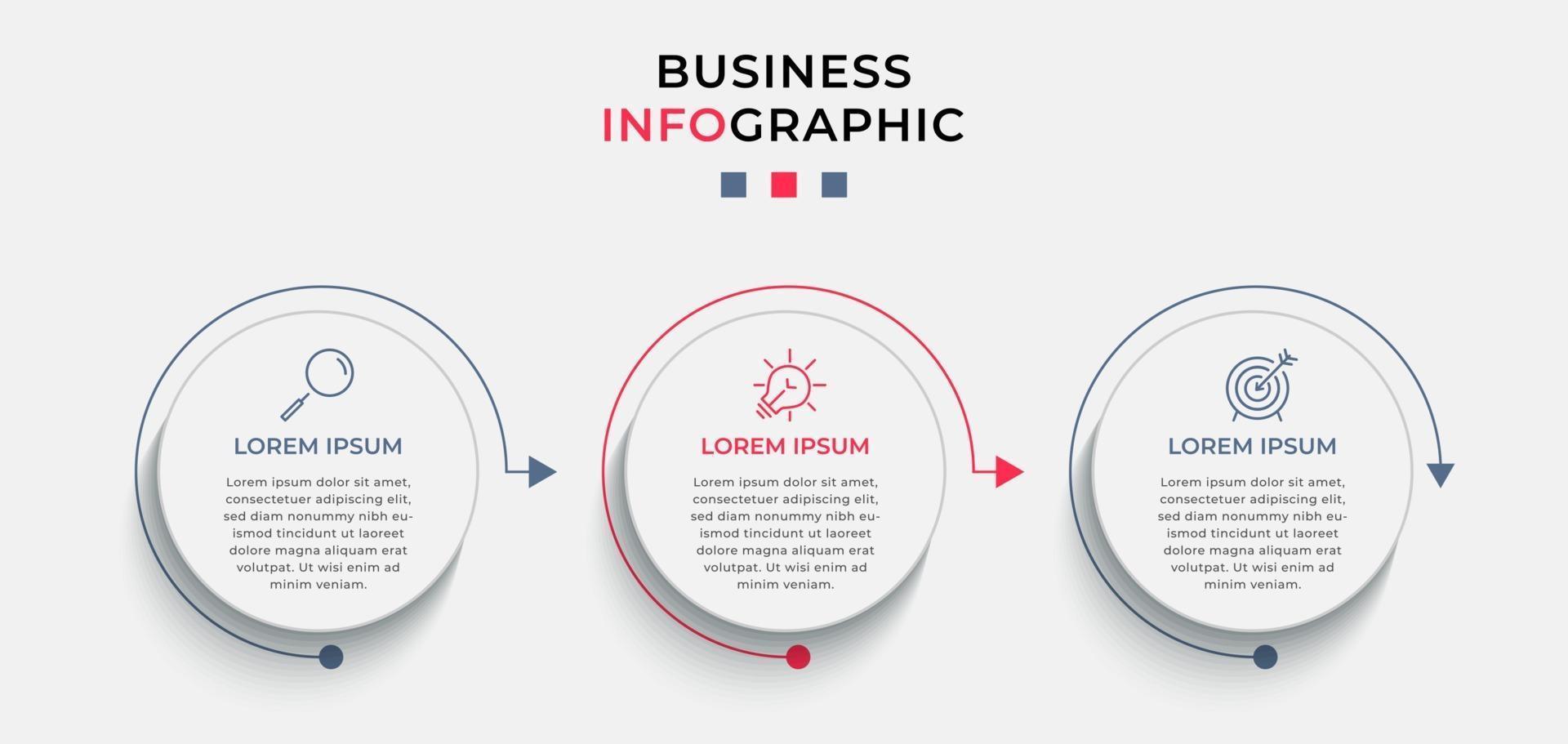 Infographic design template with icons and 3 options or steps vector