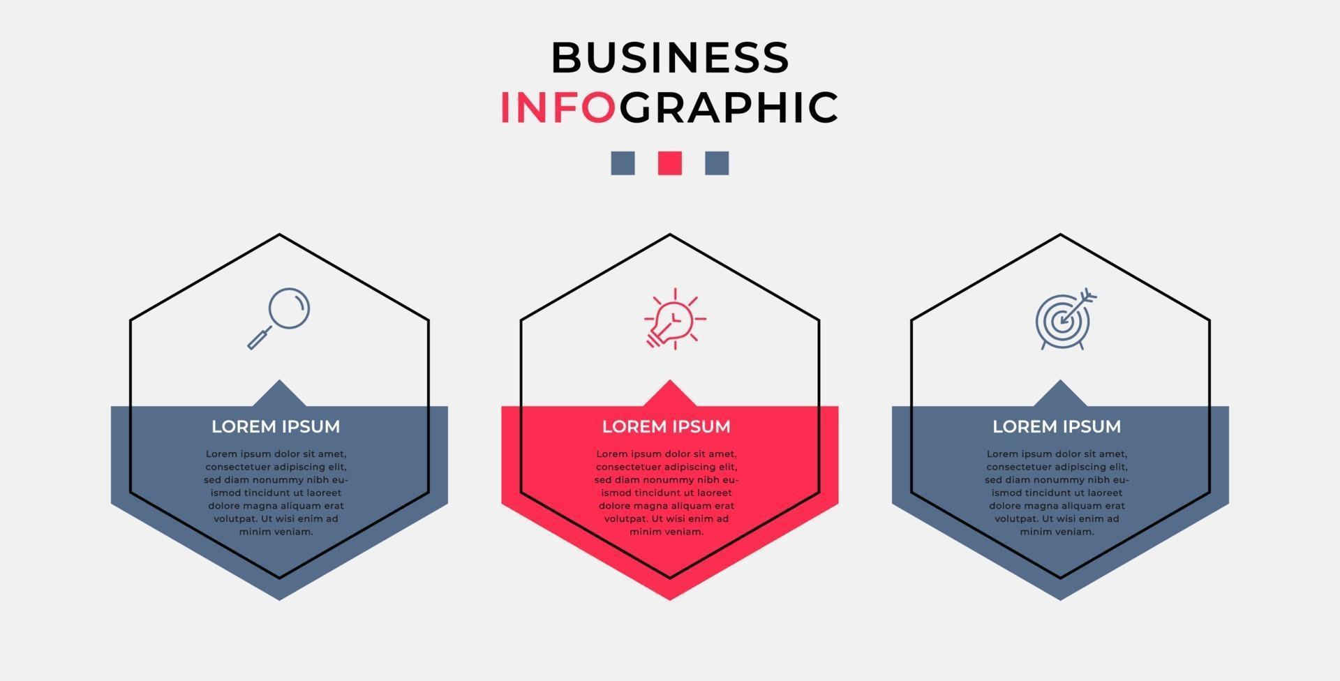 Infographic design template with icons and 3 options or steps vector