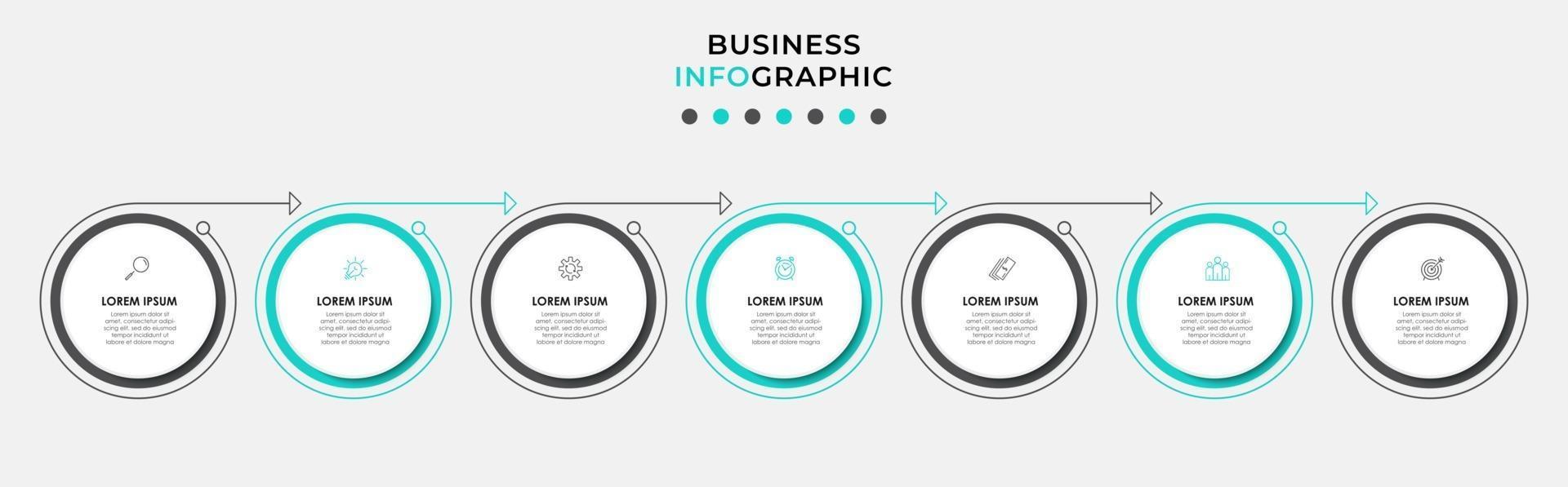 Plantilla de diseño infográfico con iconos y 7 opciones o pasos. vector