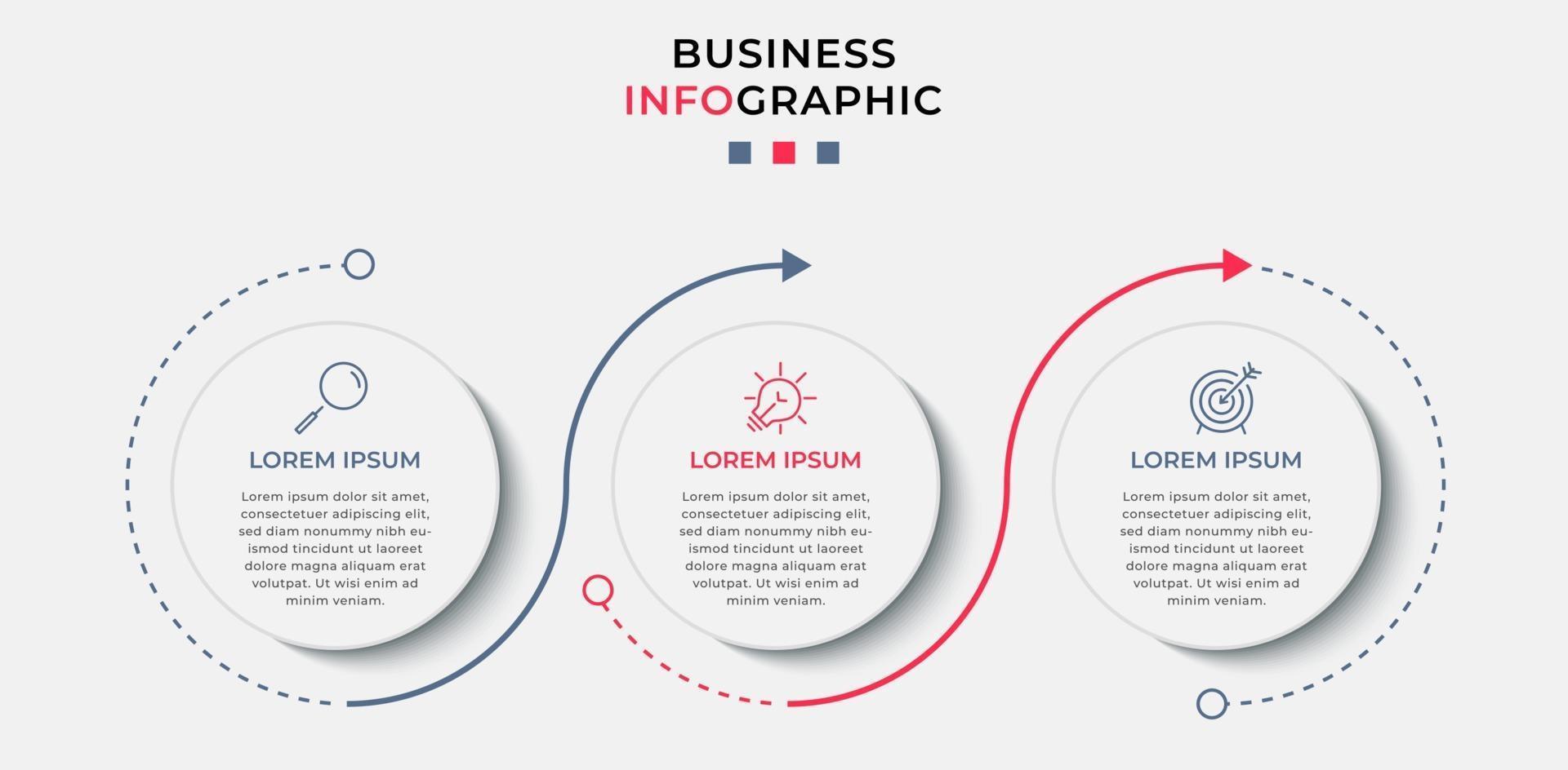 Infographic design template with icons and 3 options or steps vector