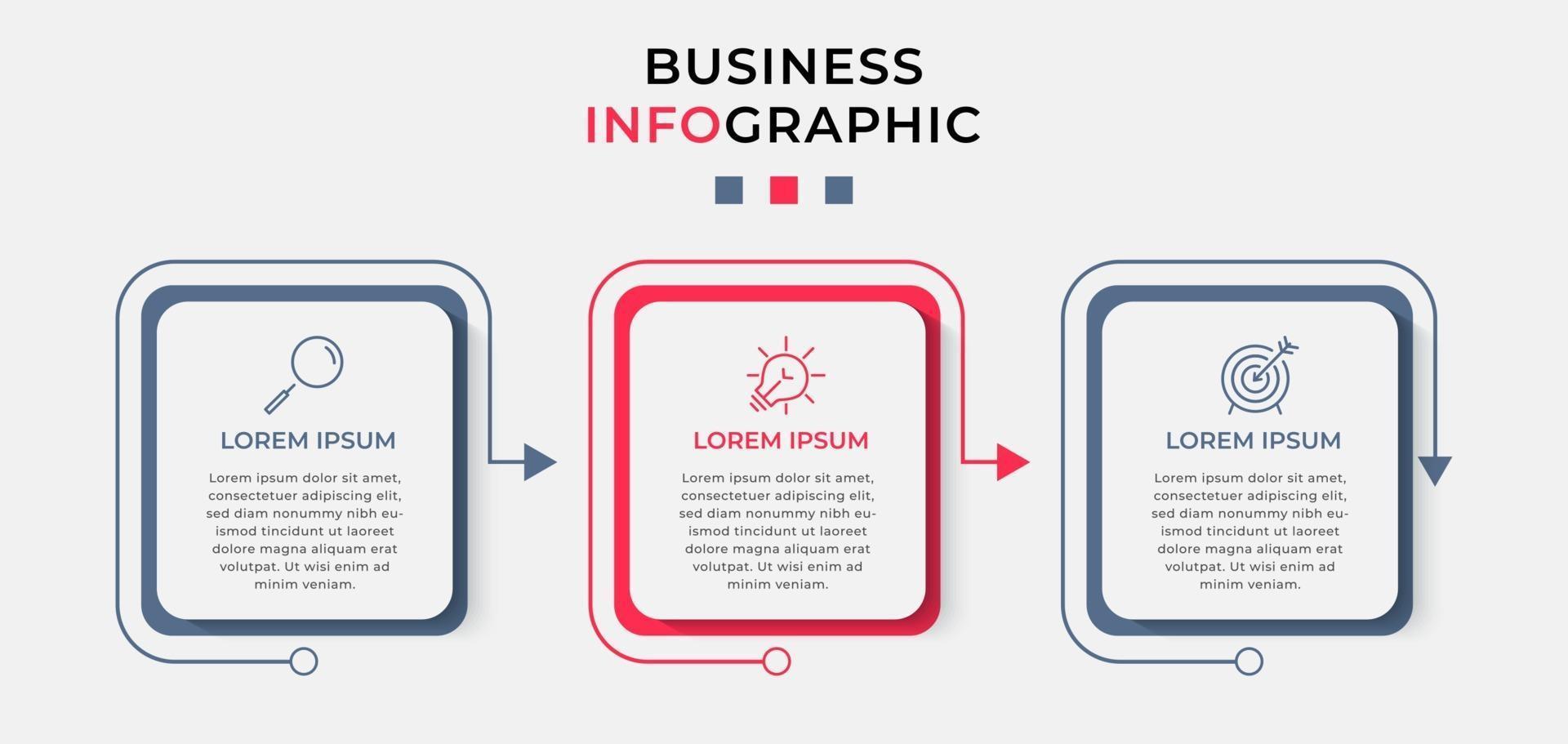 Infographic design template with icons and 3 options or steps vector