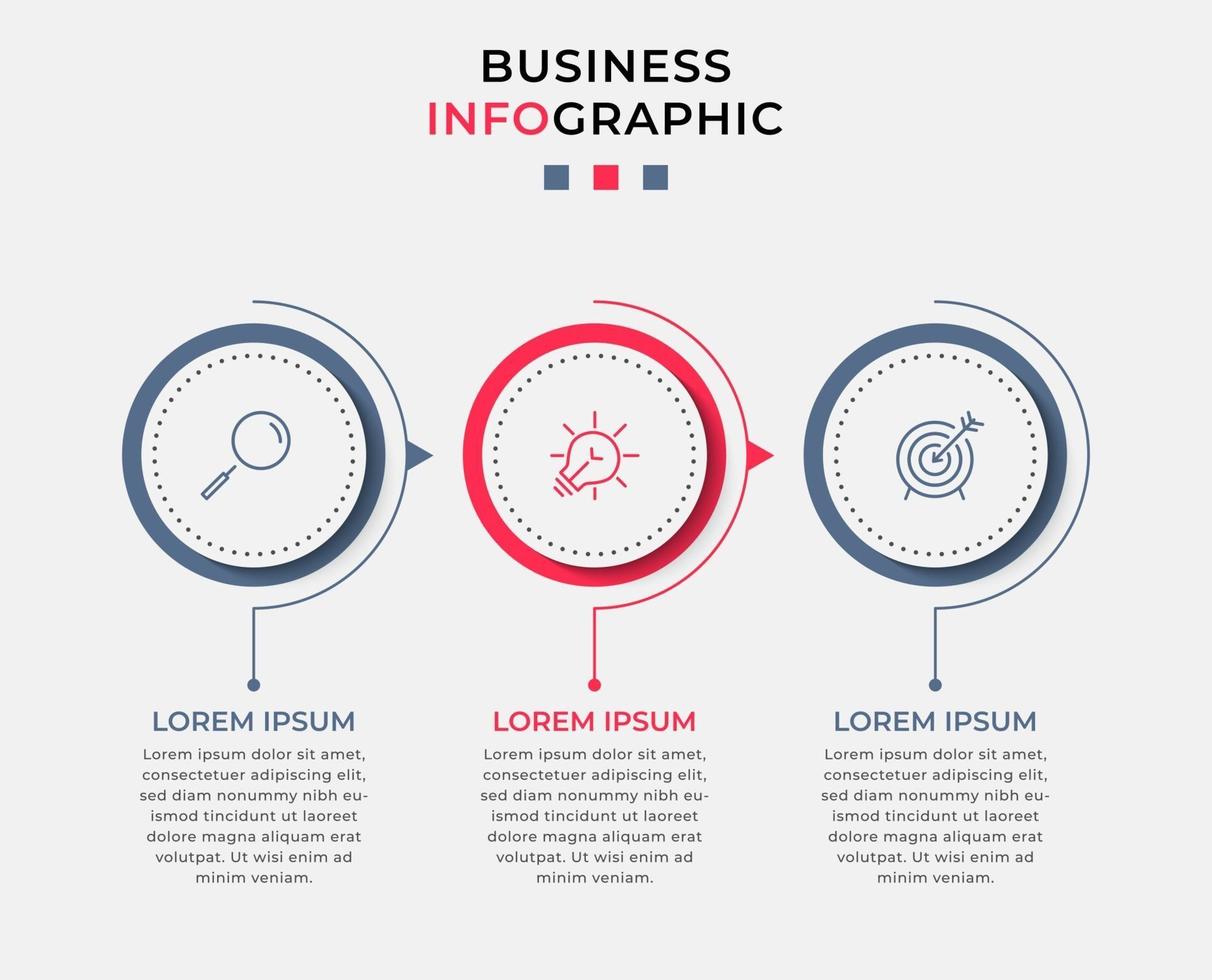 Infographic design template with icons and 3 options or steps vector
