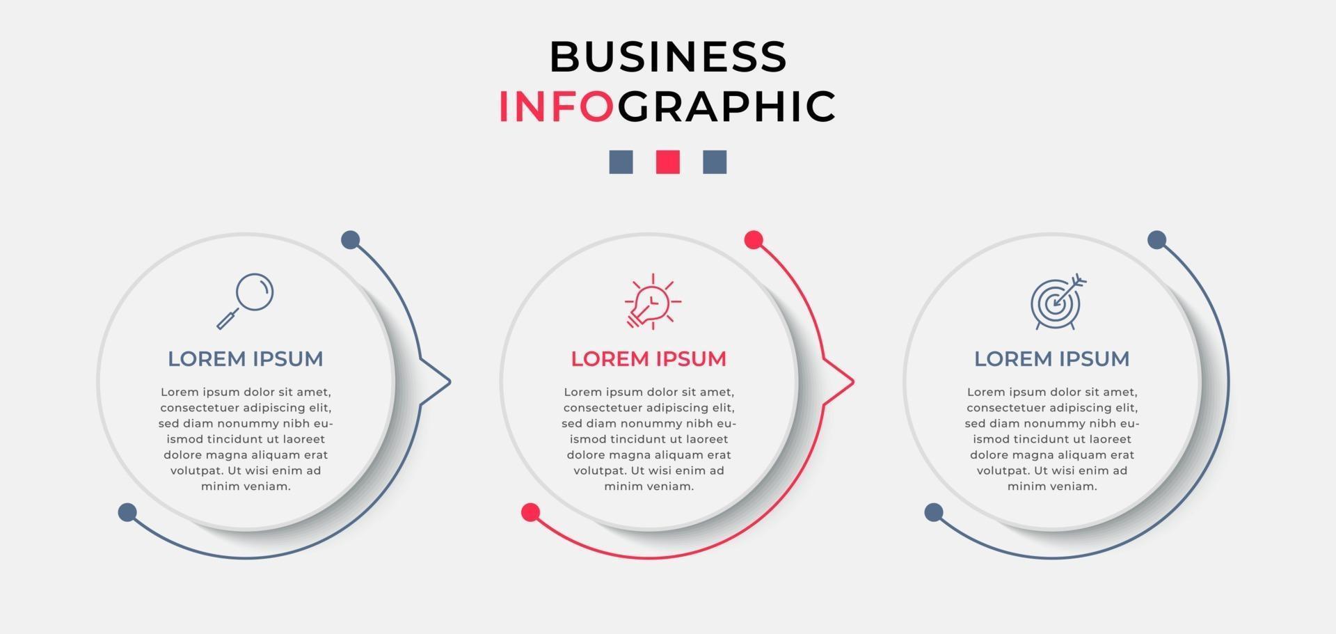 Infographic design template with icons and 3 options or steps vector