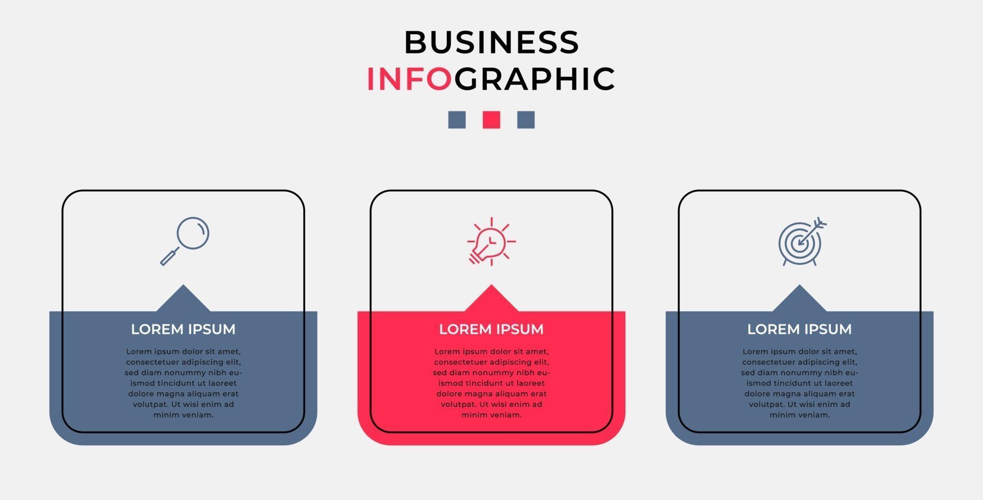 Infographic design template with icons and 3 options or steps vector