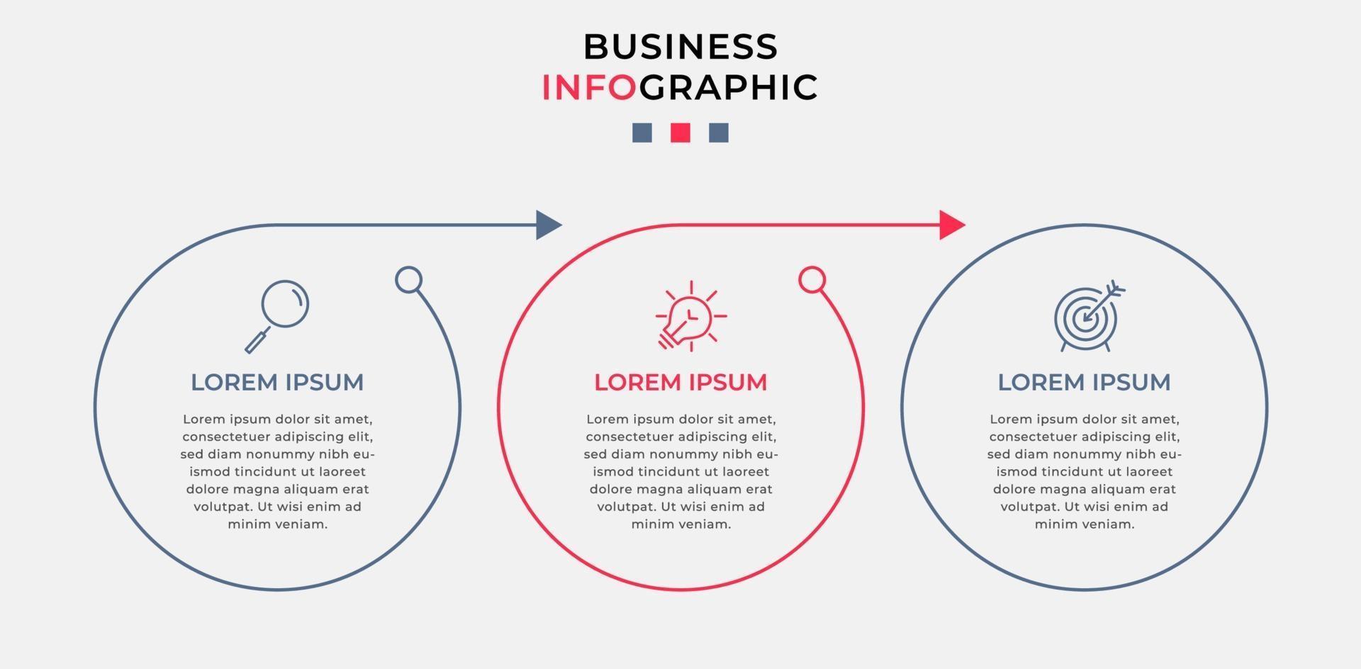 Infographic design template with icons and 3 options or steps vector