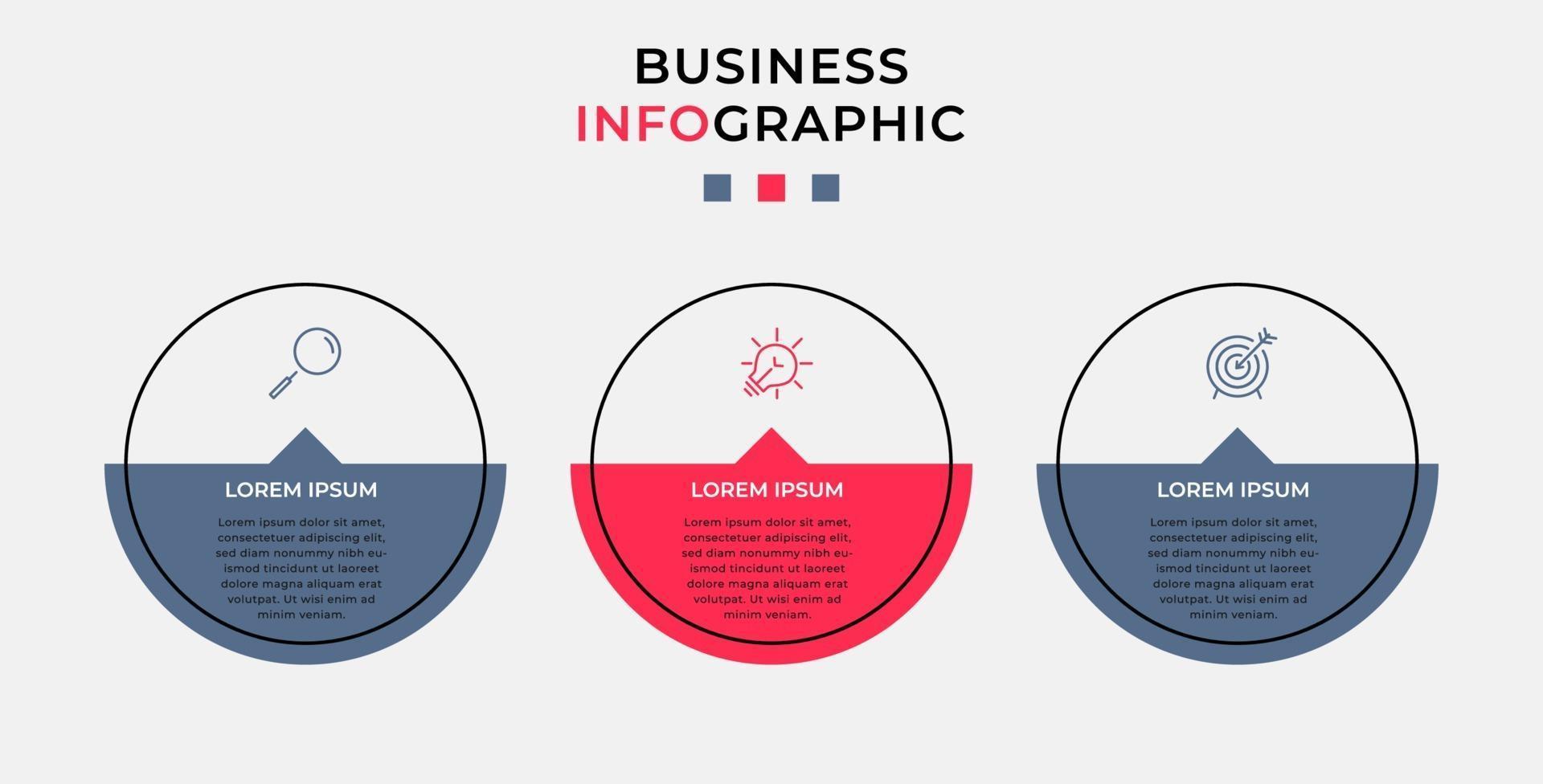 Infographic design template with icons and 3 options or steps vector