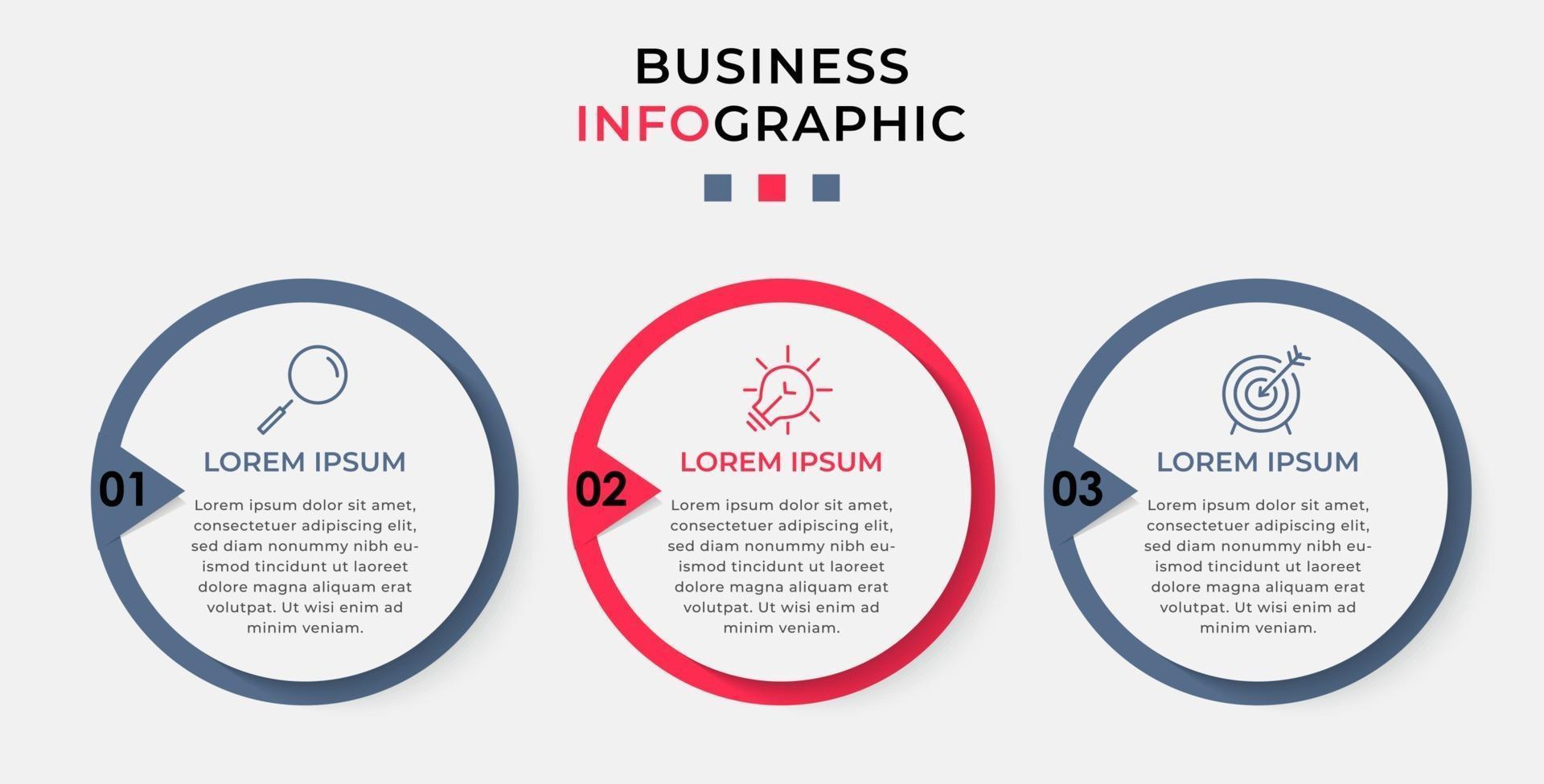 Infographic design template with icons and 3 options or steps vector