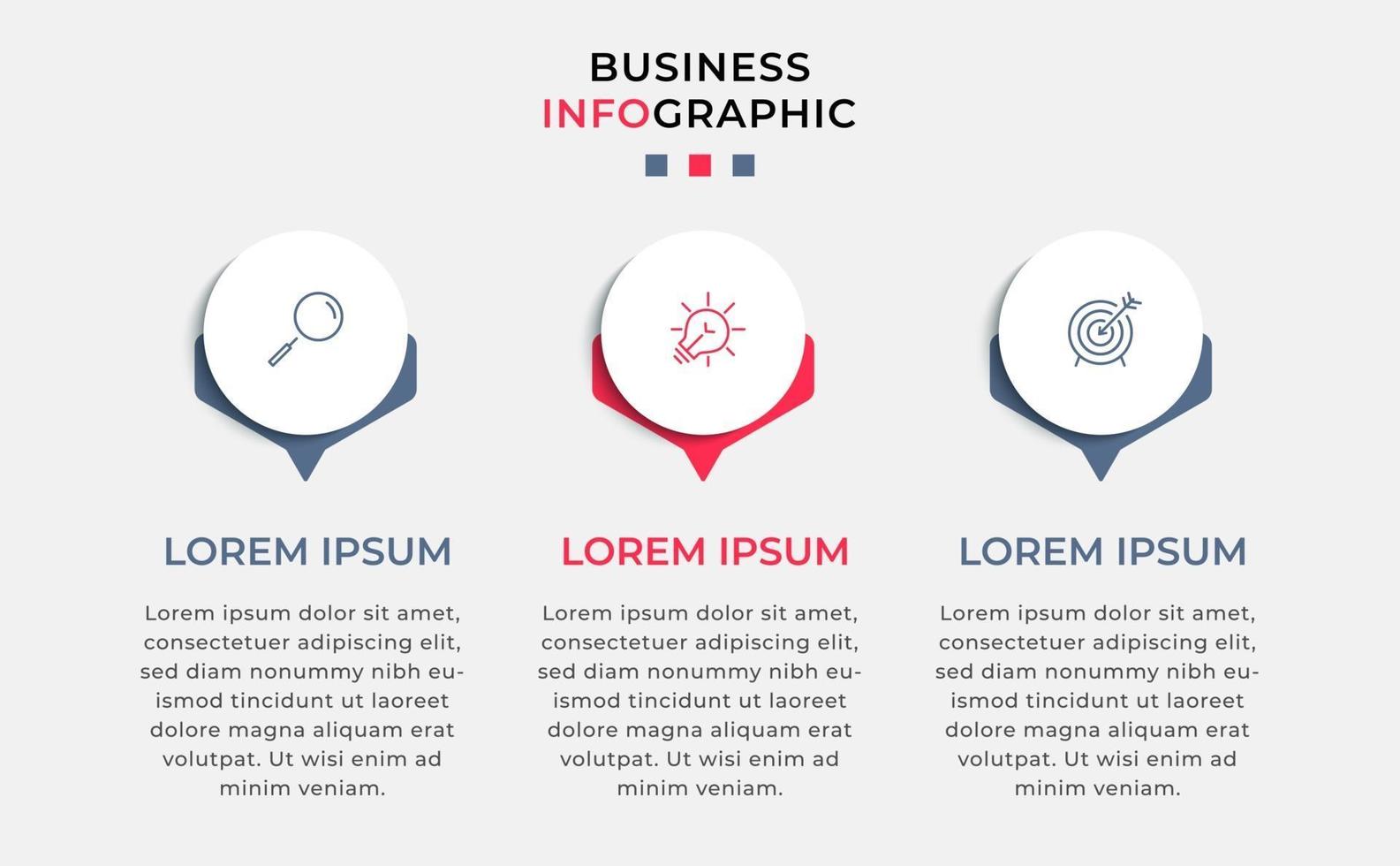 Infographic design template with icons and 3 options or steps vector