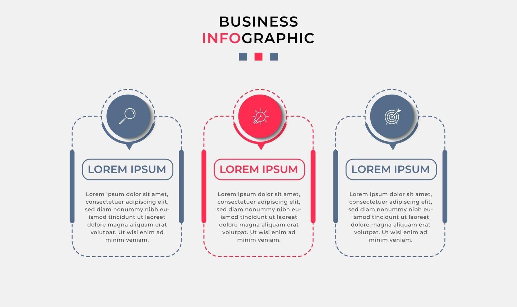 Infographic design template with icons and 3 options or steps vector