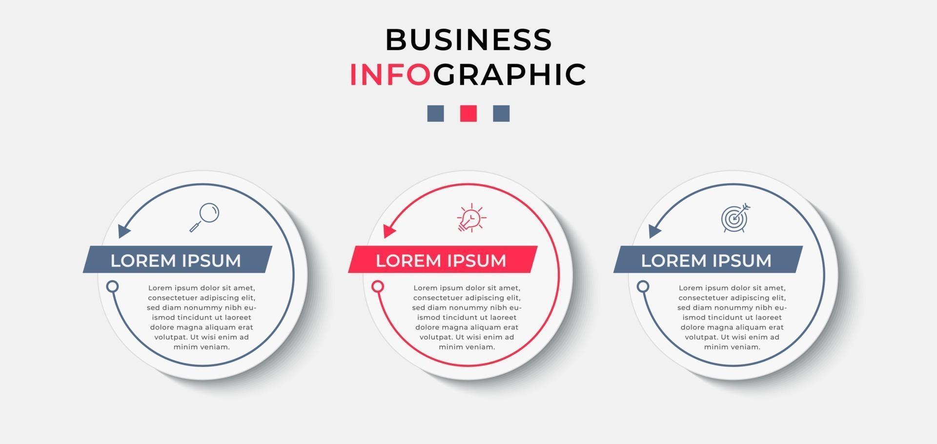 Infographic design template with icons and 3 options or steps vector