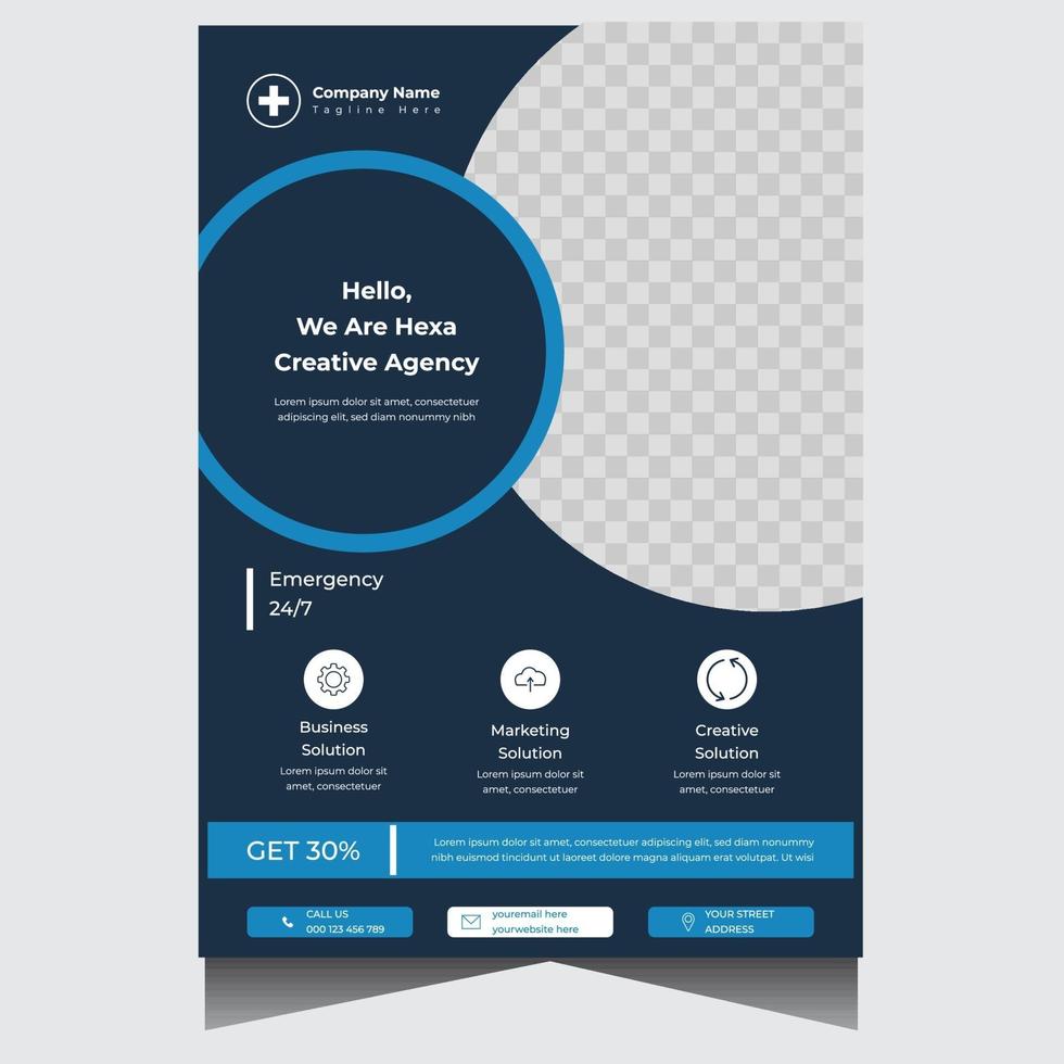 Blue creative medical flyer design template vector