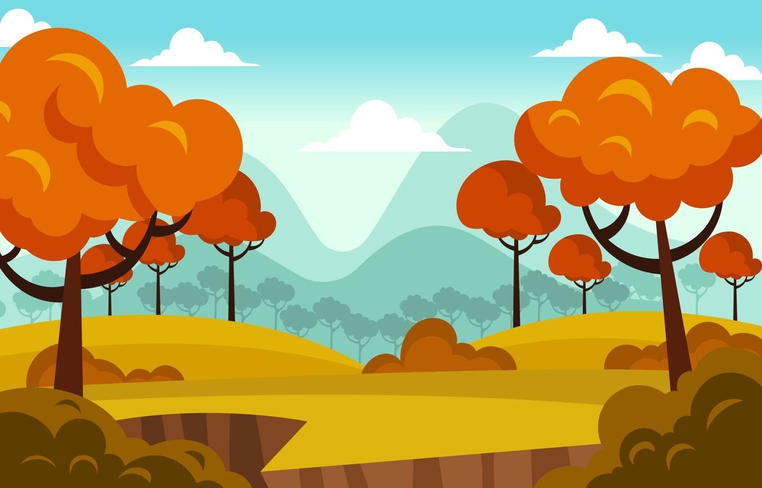 Peaceful Autumn Day Scenery on a Hill vector