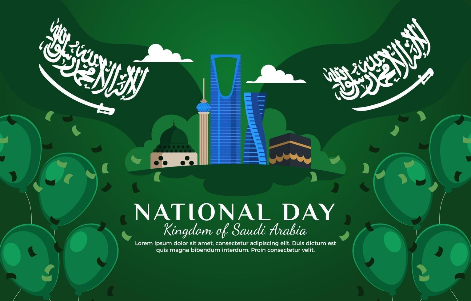 tarjeta de celebración del día nacional saudita vector