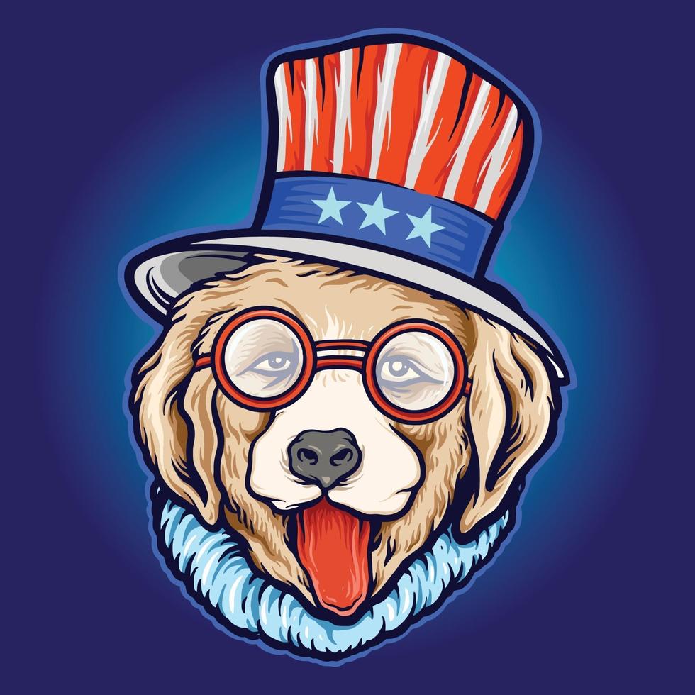 American Hat Cool Dog Day Sunglasses vector