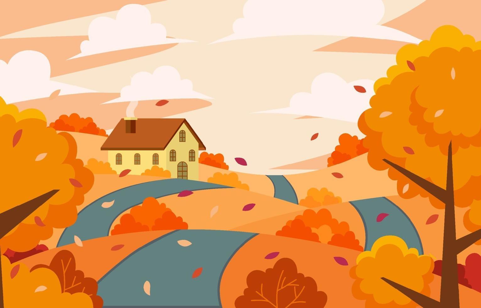 fondo del paisaje del paisaje de la temporada de otoño vector