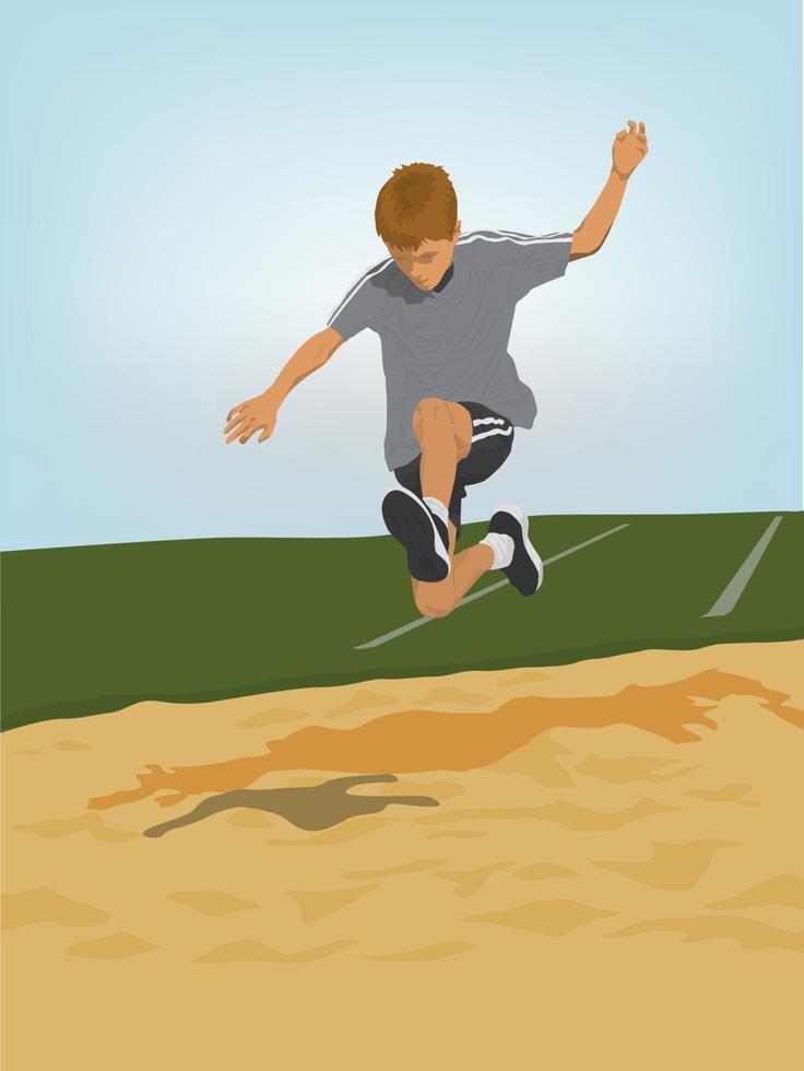 niño, saltar, deporte, en, ilustración, gráfico, vector