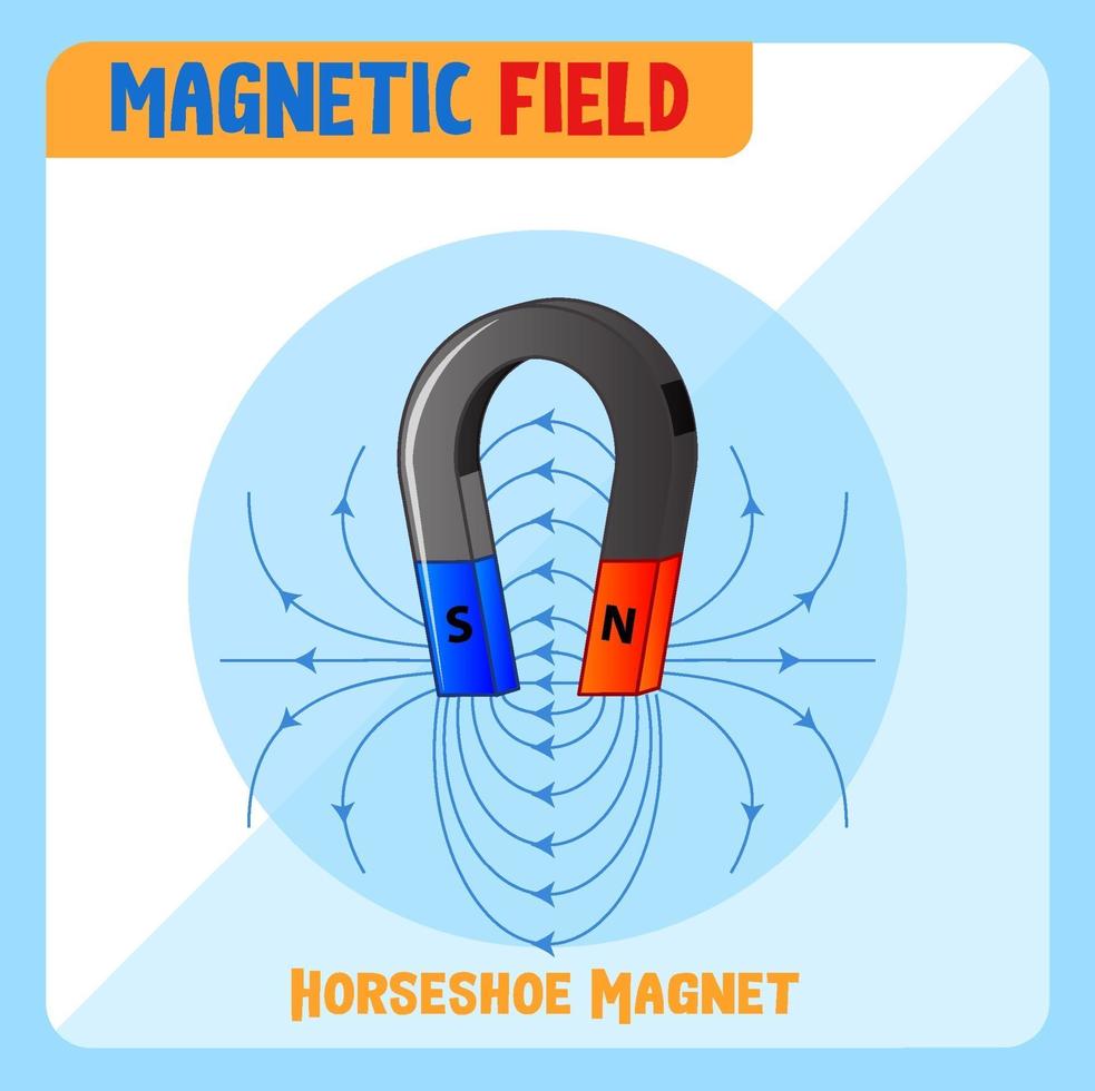 Magnetic field of horseshoe magnet vector