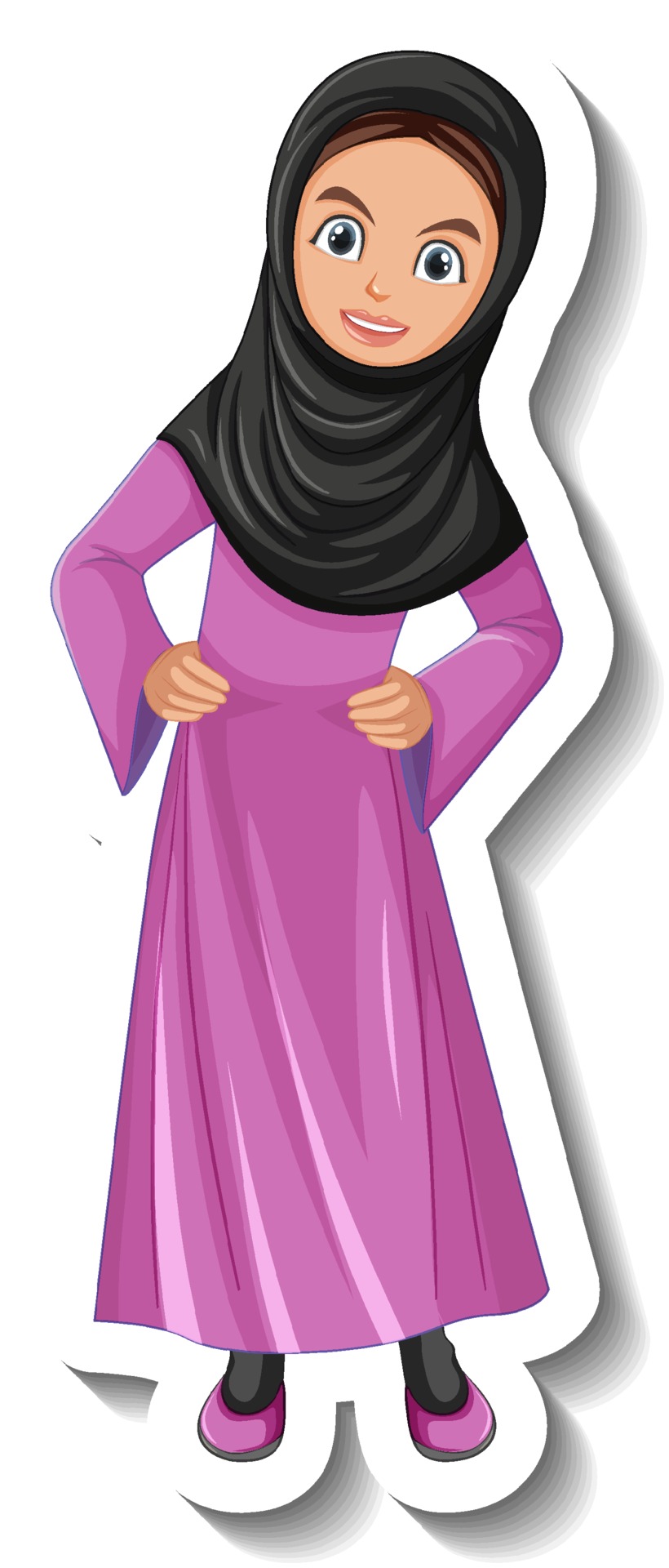 Muslim Woman Cartoon Character Sticker On White Background 3112344 Vector Art At Vecteezy Muslim Woman Cartoon Character Sticker On White Background 3112344 Vector Art At Vecteezy