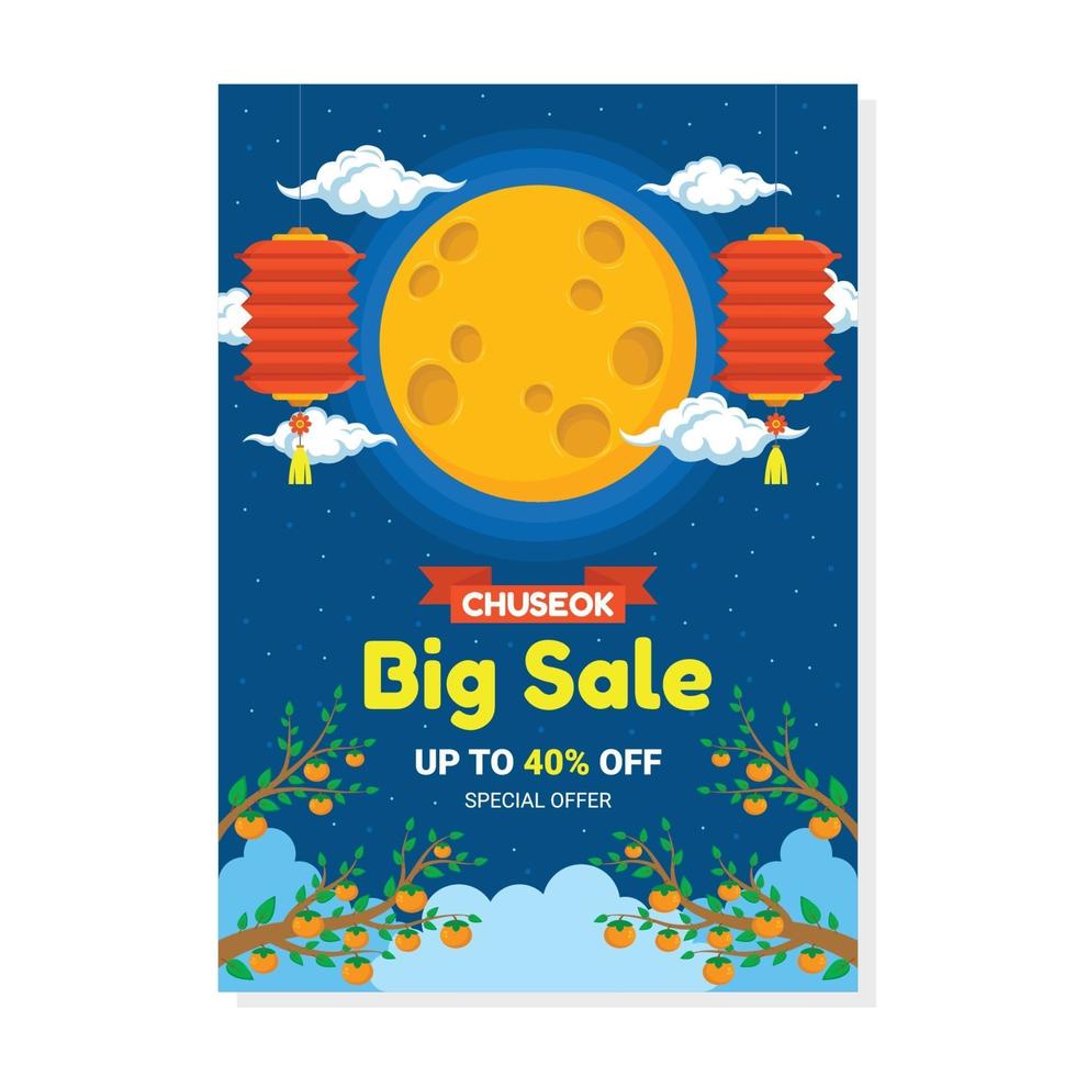 Chuseok Festival Big Sale Poster vector