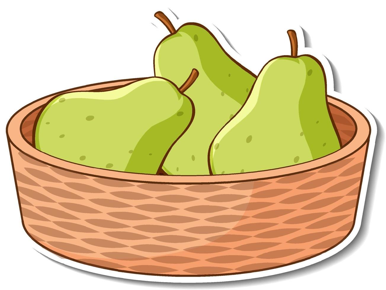 Sticker basket with many pears vector