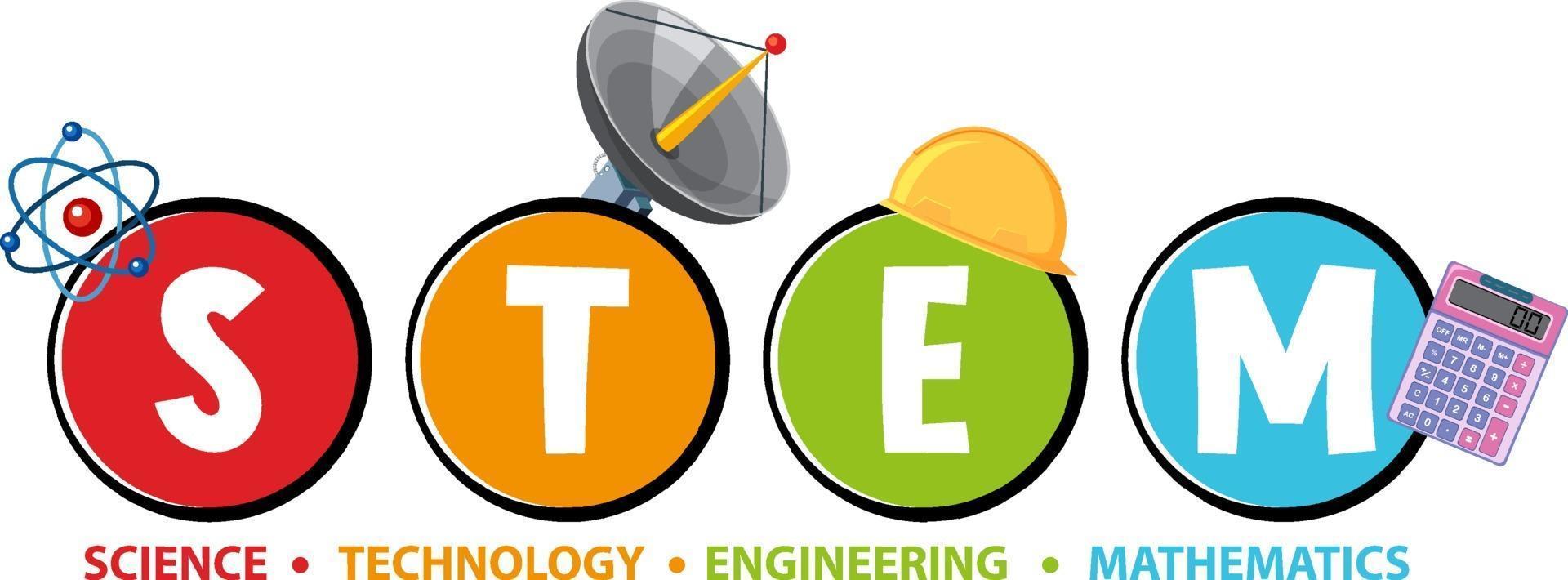 Colourful STEM education text icon vector