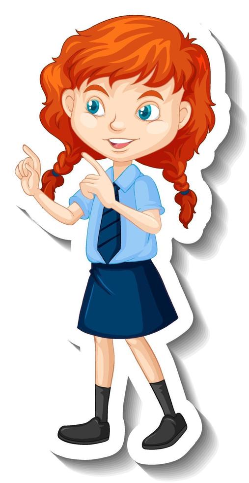 A student girl cartoon character sticker vector