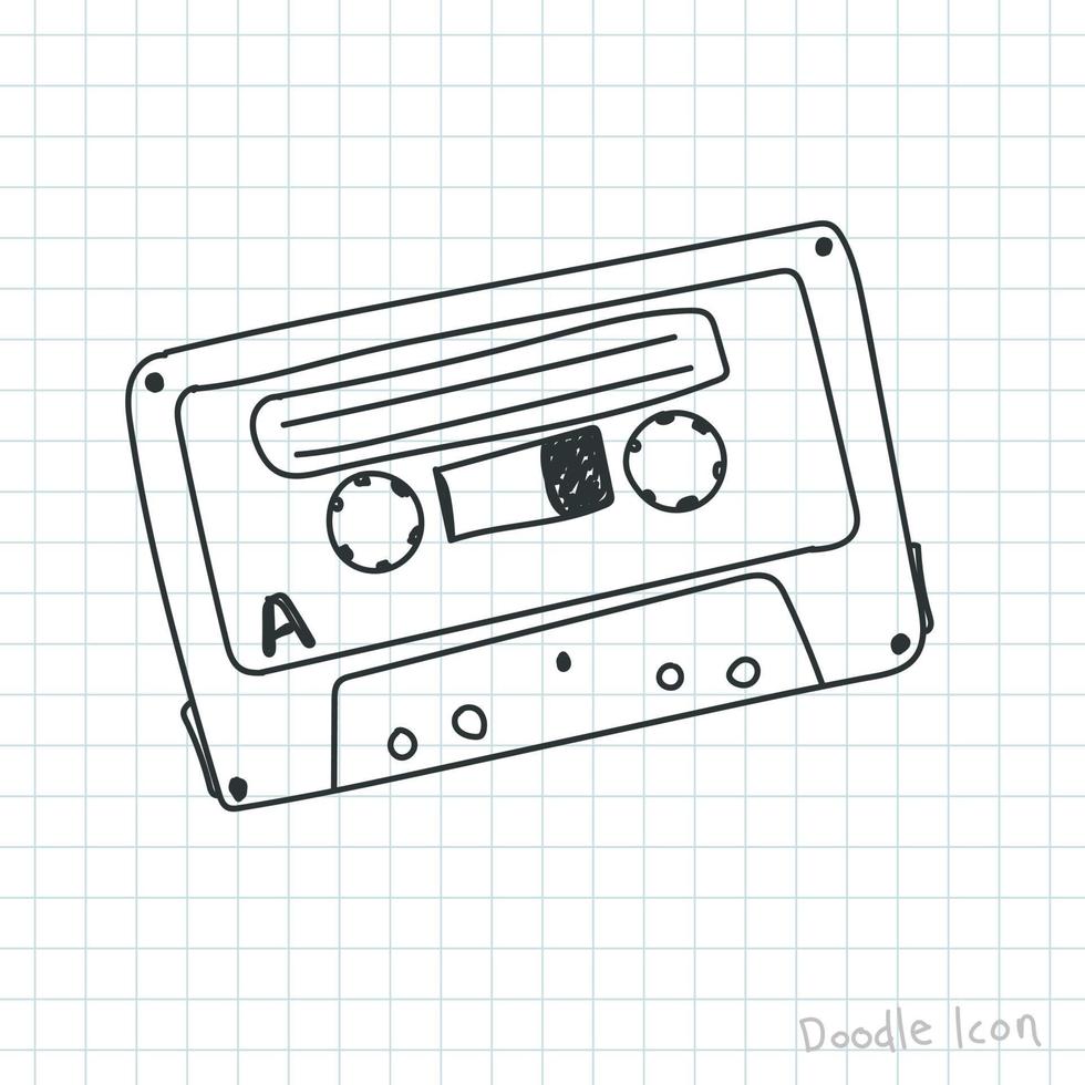 Doodle Retro audio tape cassette vector