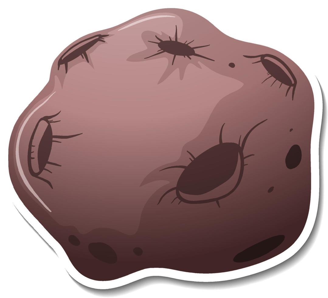 A sticker template with meteorite in cartoon style isolated vector