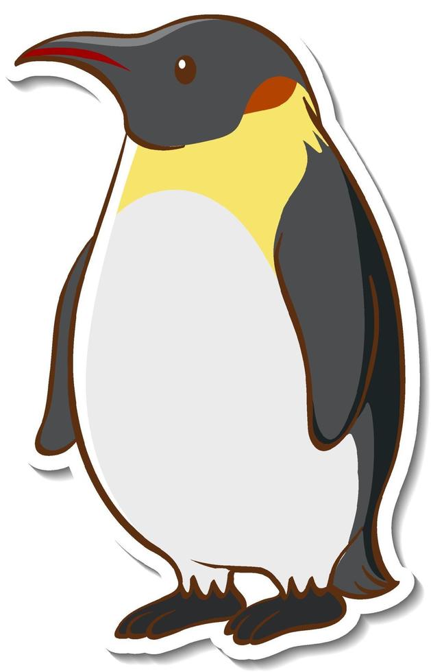 Sticker design with a cute penguin isolated vector