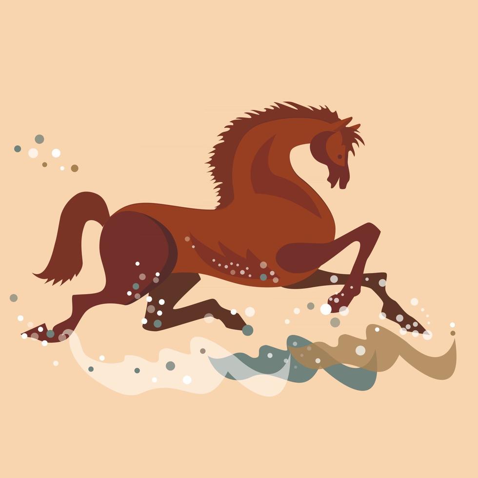 The card of running horse on snow vector