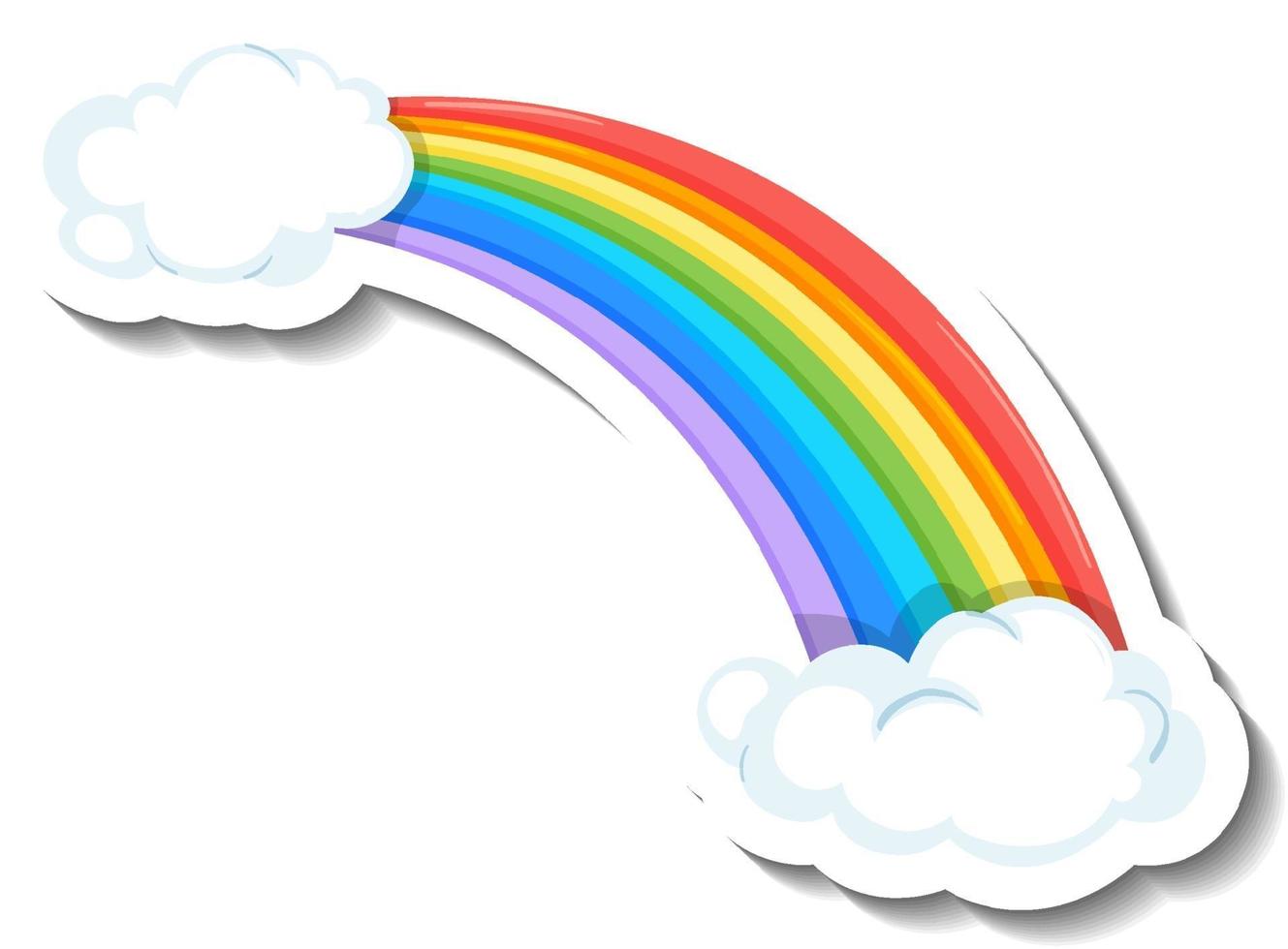 Isolated rainbow with clouds cartoon sticker vector