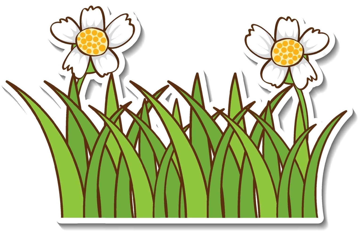 Sticker design with grass flower isolated vector