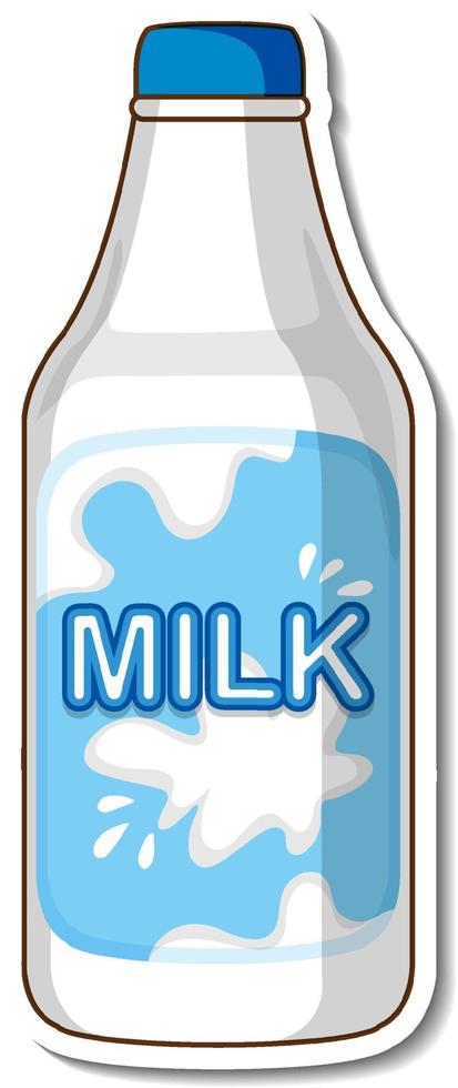 Sticker dairy milk bottle on white background vector