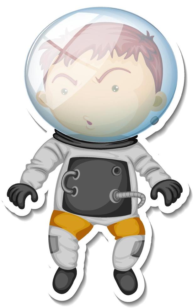 A sticker template with an astronaut cartoon character isolated vector