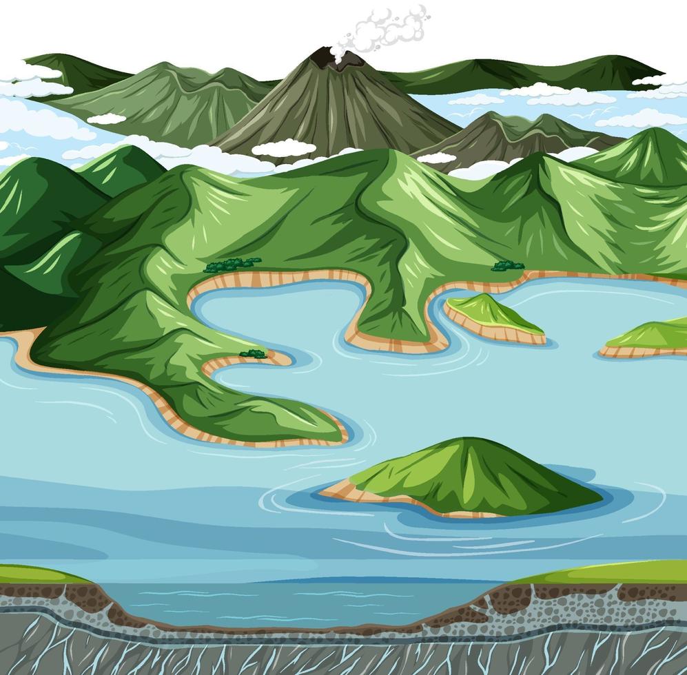 paisaje de geografía terrestre y acuática vector