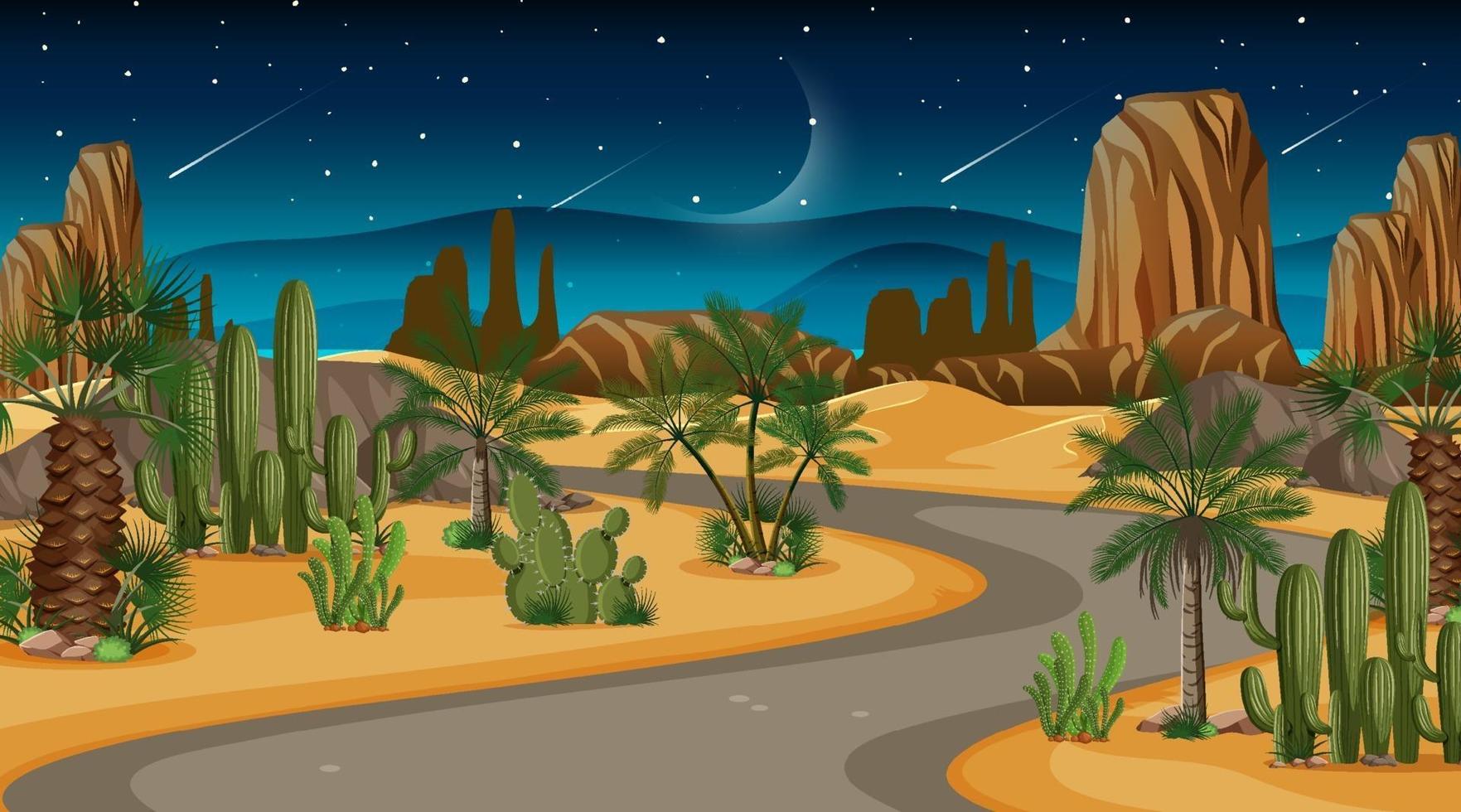 Scene with road through the desert forest vector