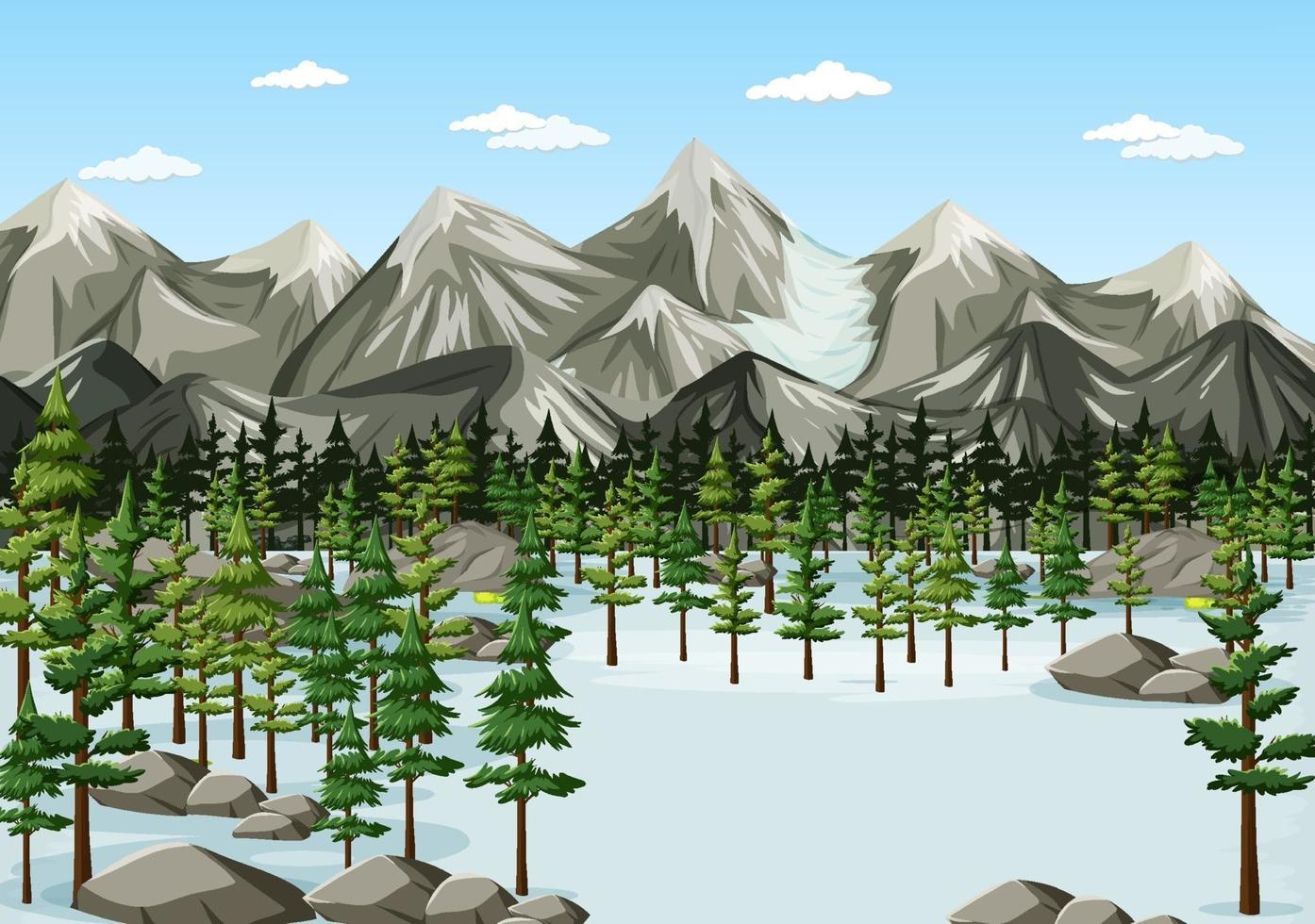 Winter landscape background with mountains vector