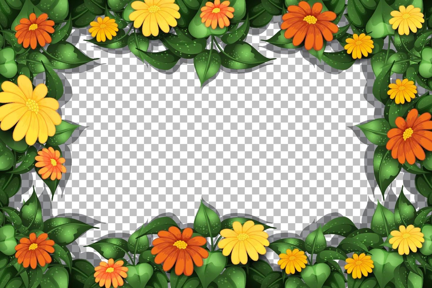 Flowers and leaves frame template vector