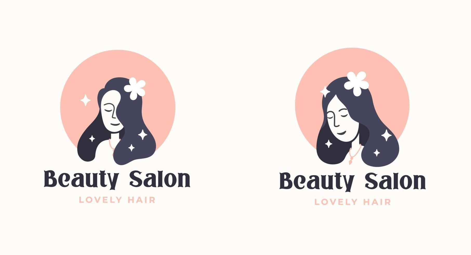 woman hair salon logo design vector