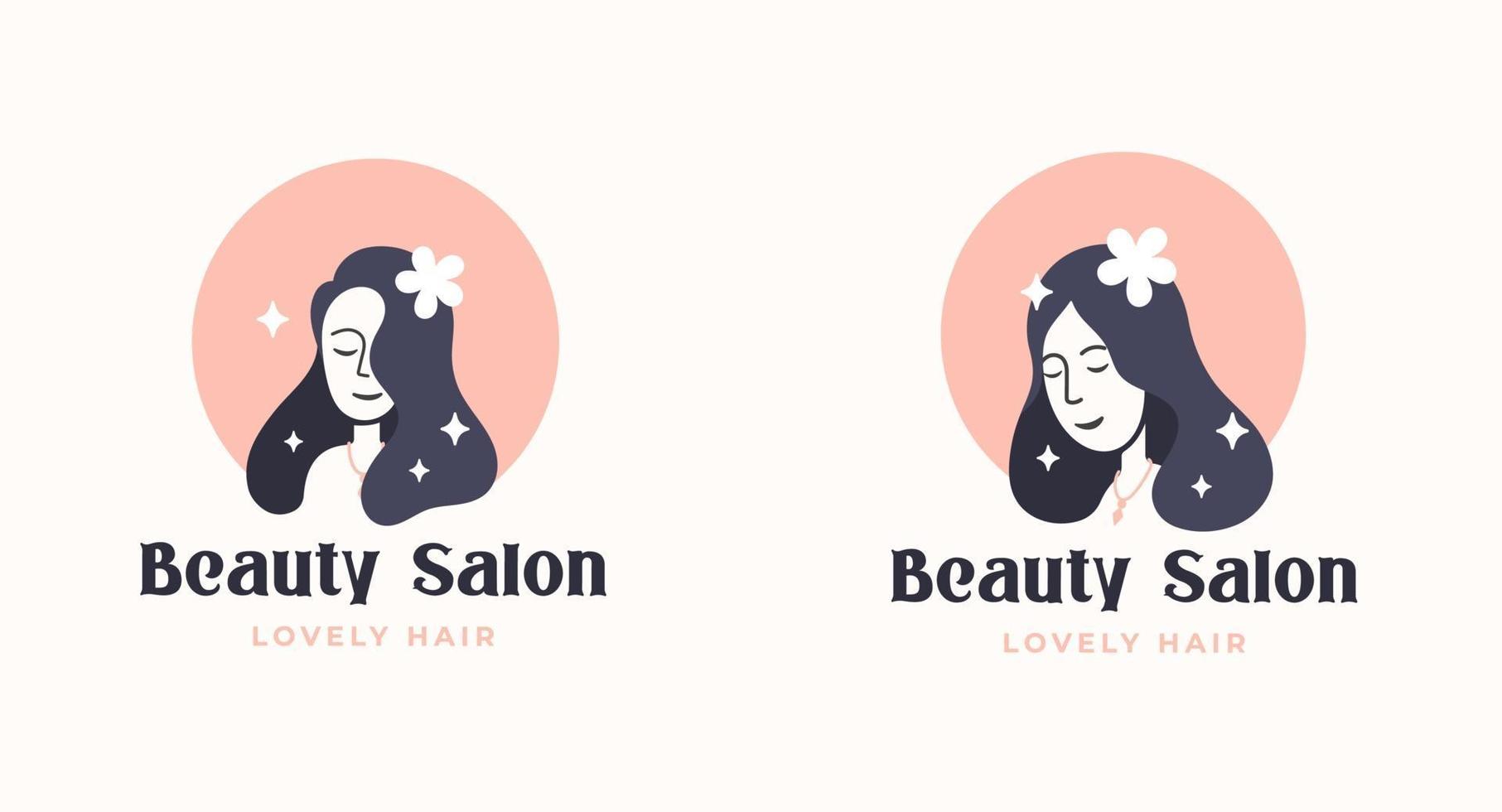 diseño de logotipo de peluquería de mujer vector