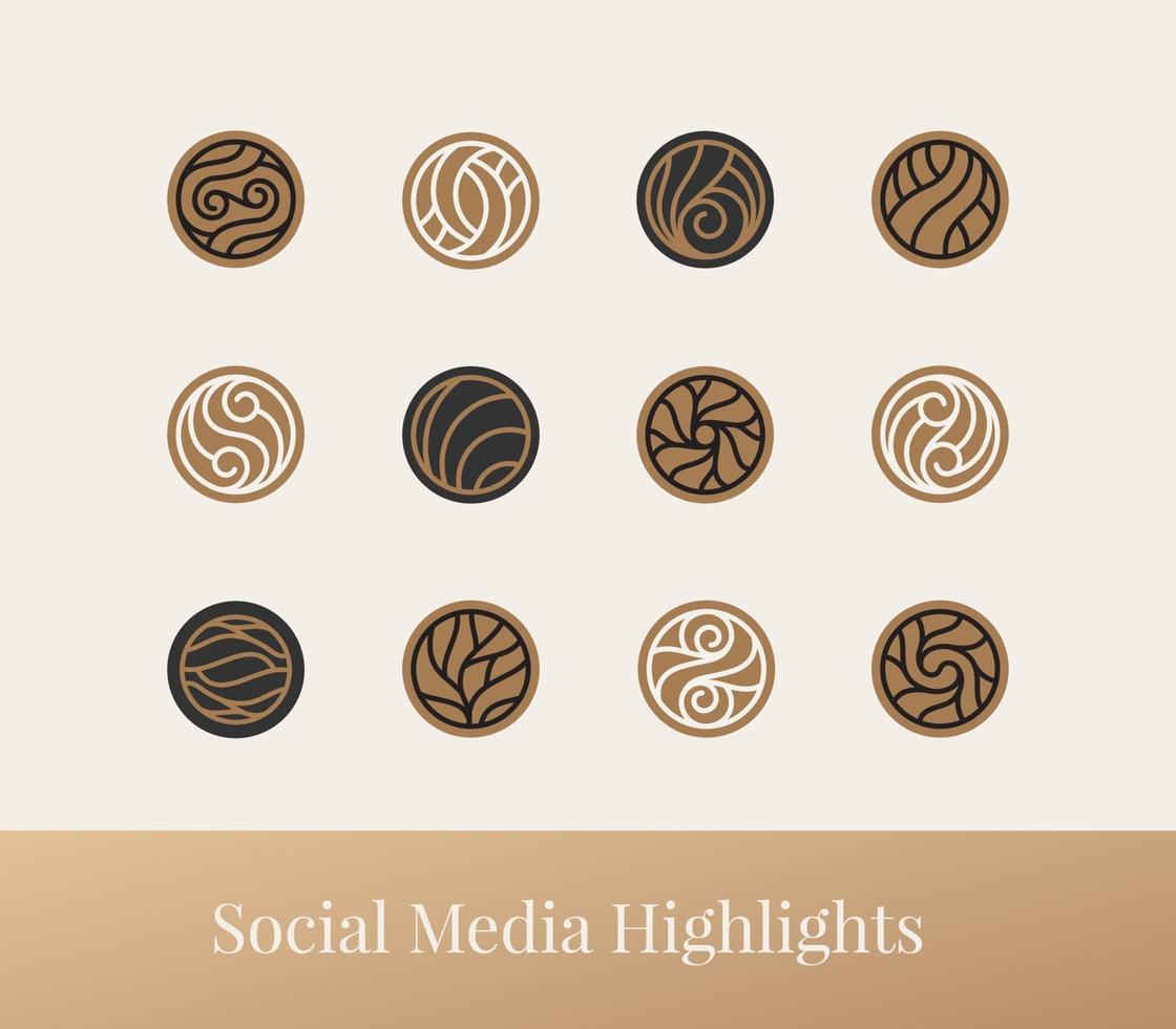 set of abstract line icon highlight for social media vector