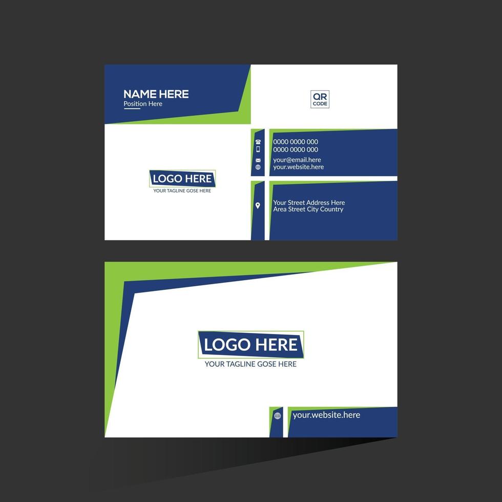 blue and green colored vector business card design