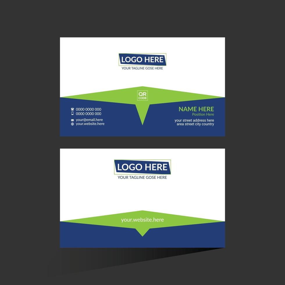 blue and green colored vector business card design