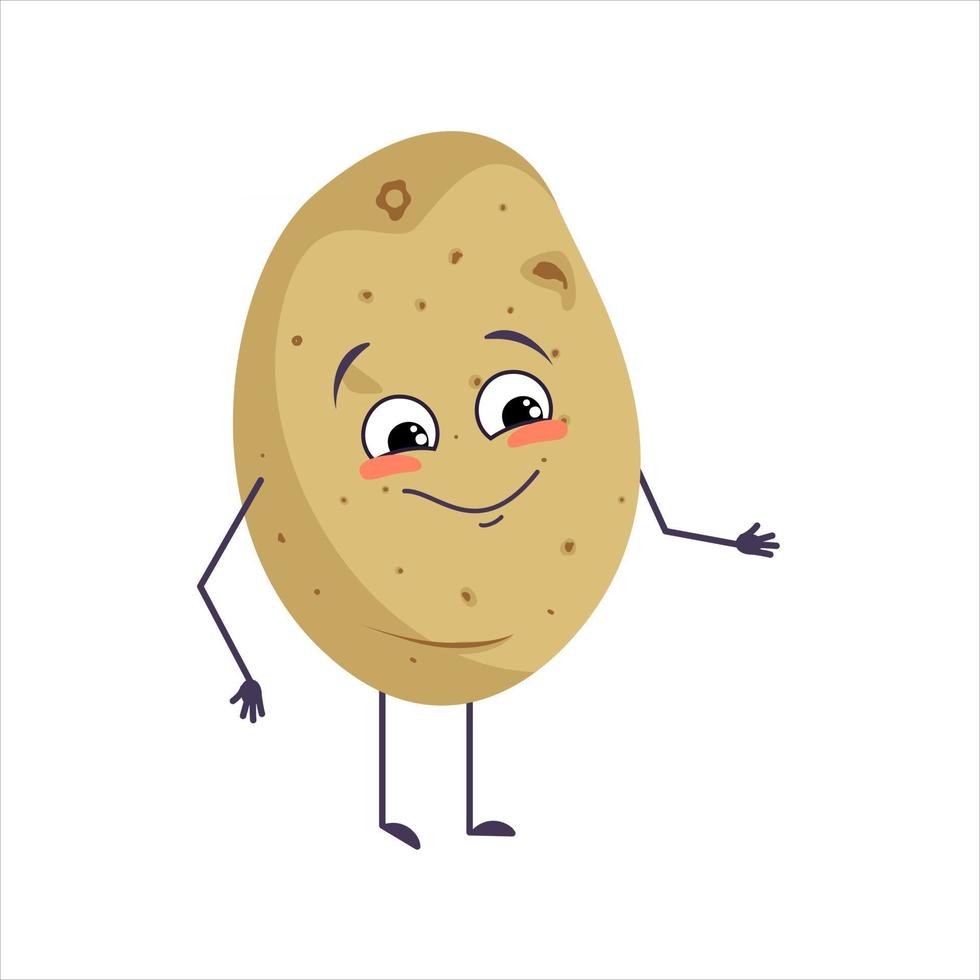 character potato with joyful emotions vector