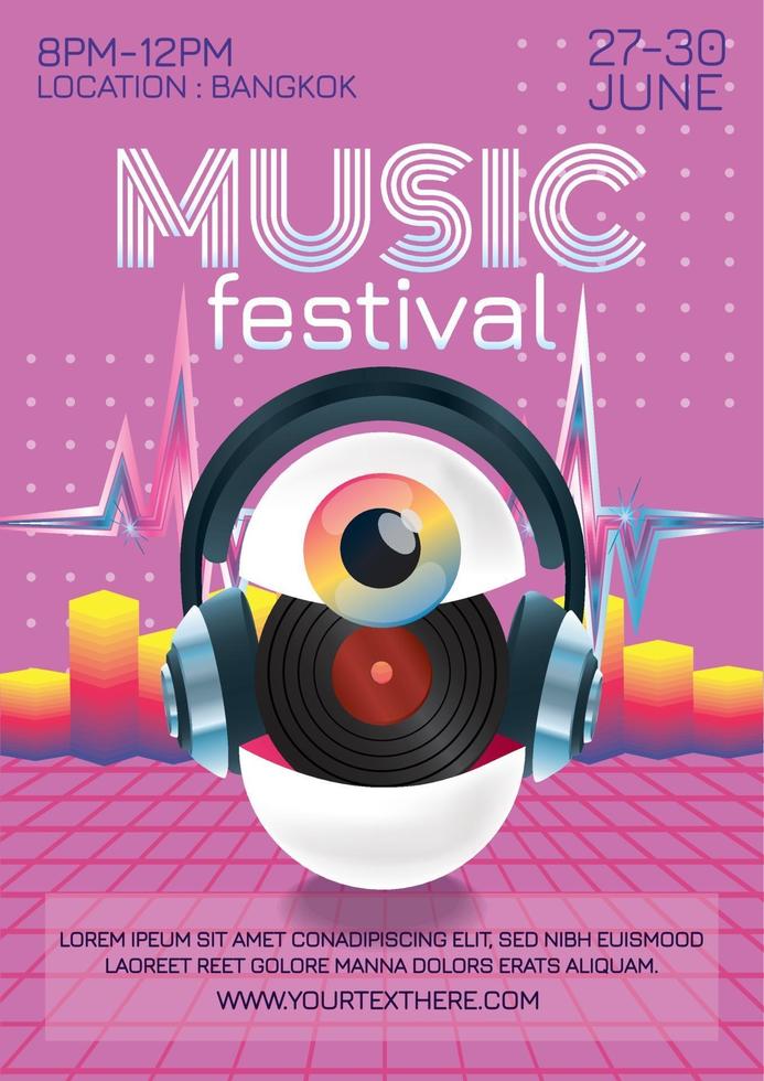 music festival poster for party fantasy style vector